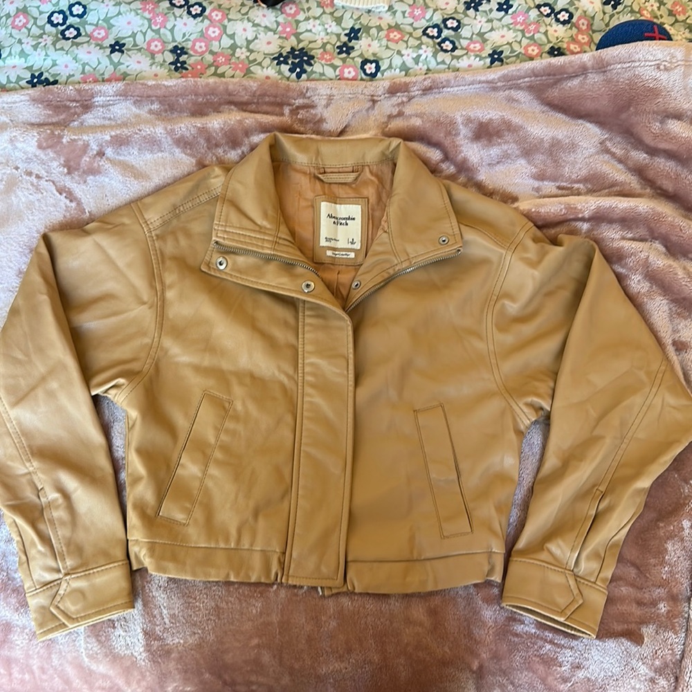 Abercrombie Cropped Vegan Leather Jacket
